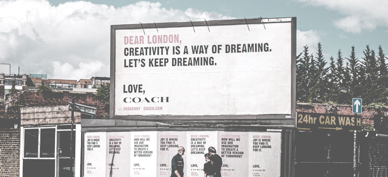 A billboard illustrates and example of brand voice